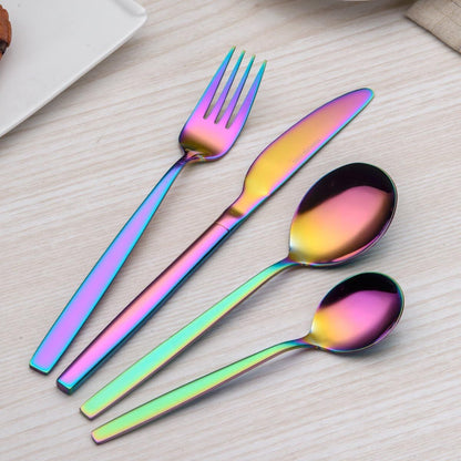 24 Piece Stainless Steel Cutlery Set Colorful Kitchen Tableware