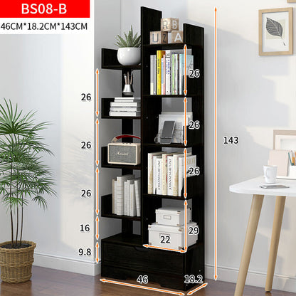 8-Tier 11-Shelf Display Storage Utility Bookcase Modern Design Black Wood