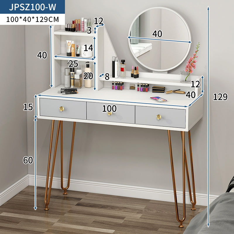 Large Vanity Table with Mirror and Storage Drawers for Bedroom