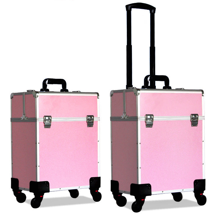 Professional Beauty Makeup Travel Organizer Suitcase for Cosmetics Pink