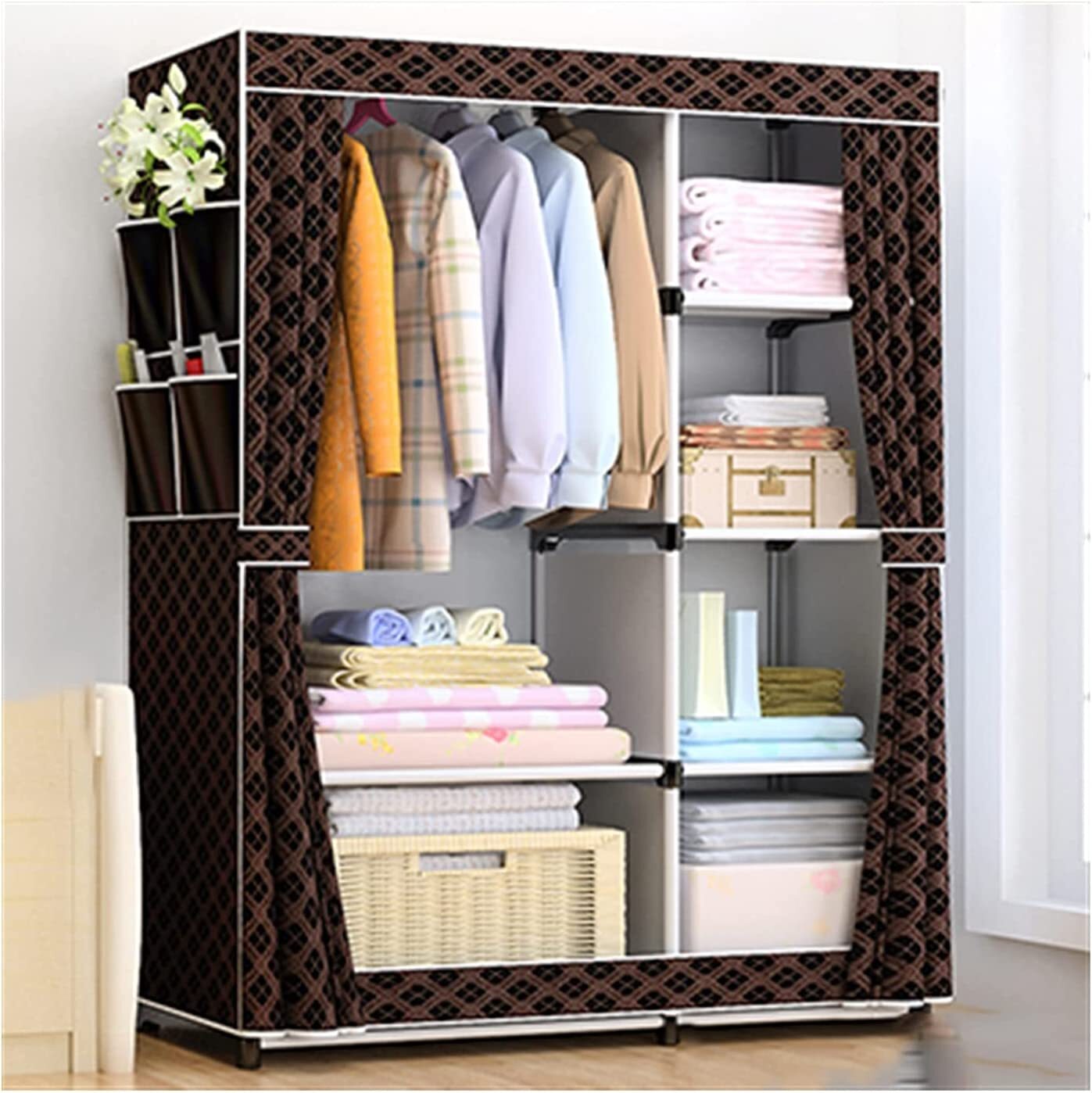 Spacious Canvas Portable Wardrobe Closet Clothes Storage Organizer