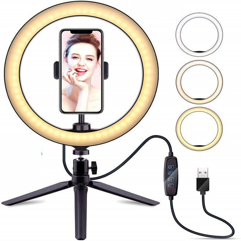 10" LED Ring Light with Adjustable Tripod and Phone Holder for Perfect Selfies