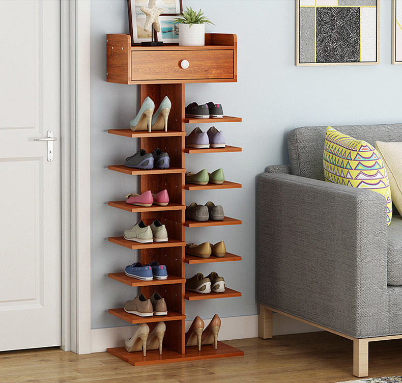 8 Tier Wooden Shoe Rack Storage Organizer Oak