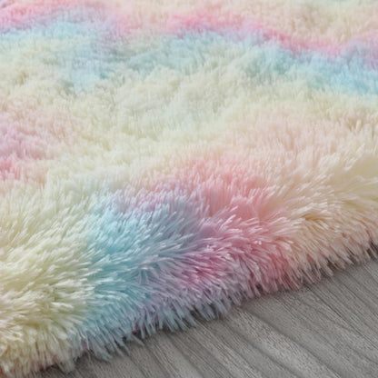 4m Extra Large 400 x 200 Soft Comfortable Shag Rug Rainbow