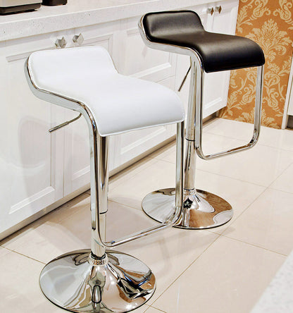 Set of 5 Luxury Faux Leather Chrome Bar Stools White