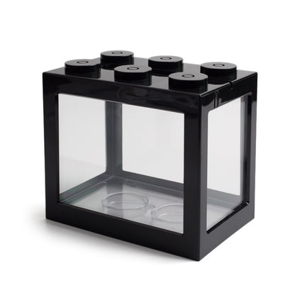 Mini Fish Tank LED Desktop Building Block Aquarium Black