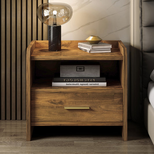 Rustic Wood Nightstand with Drawer for Serene Bedroom Decor