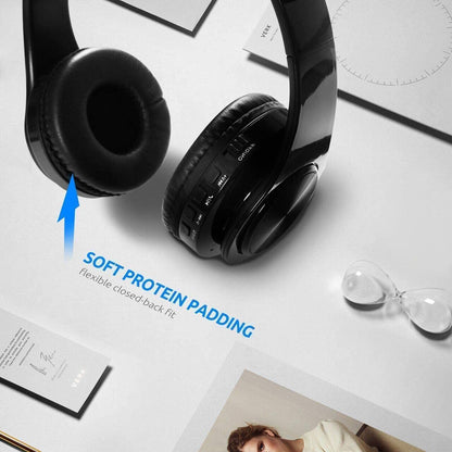 3D Stereo Noise Reduction Bluetooth Wireless Headphones Black