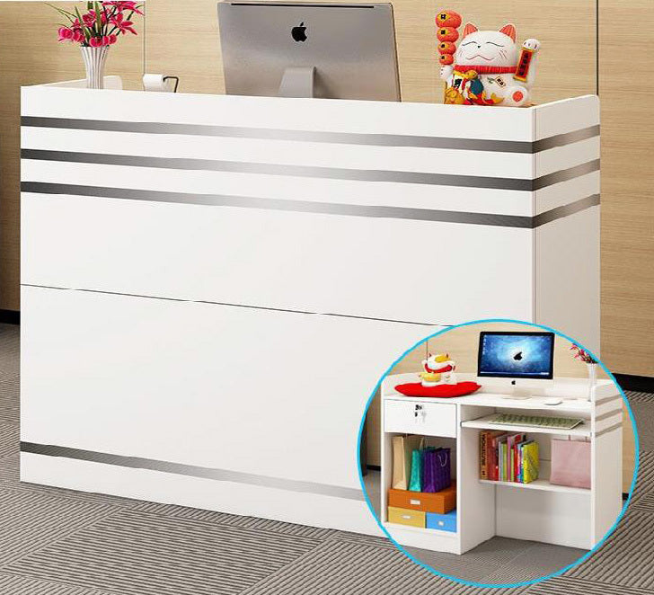 Large Reception Desk Counter with Ample Shelves for Office