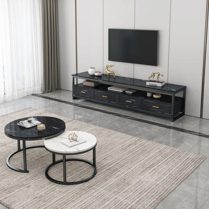 Luxor 2-in-1 Designer Marble Look Nested Coffee Tables