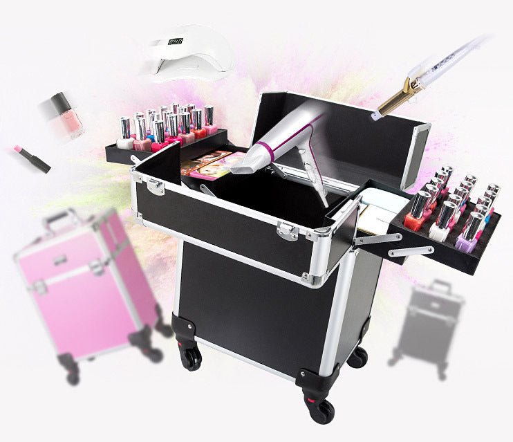 Professional Beauty Makeup Travel Organizer Suitcase for Cosmetics Pink