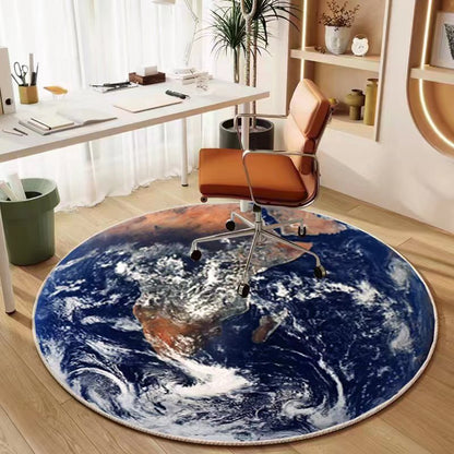 Luxury Plush Comfort Infinity Round Earth Planet World Rug