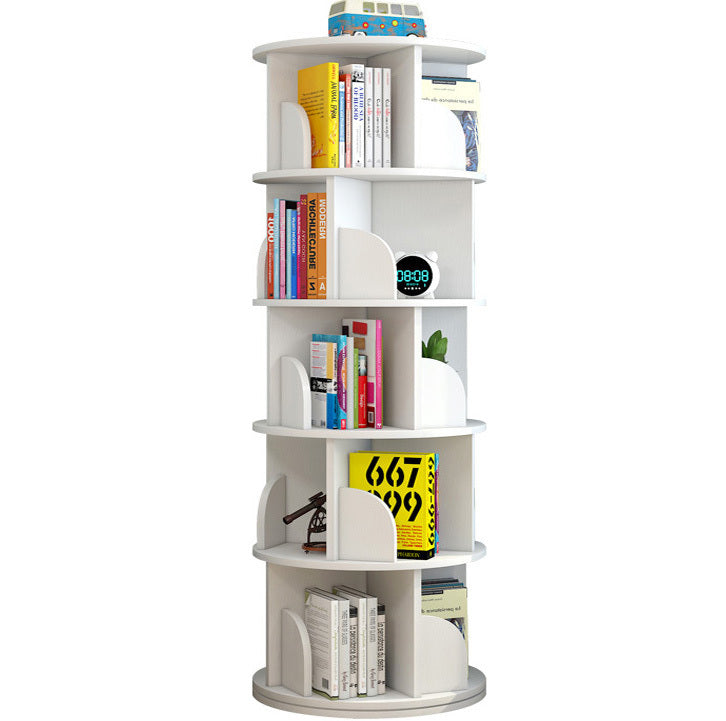 5 Tier Rotating Display Shelf Bookcase Organizer White