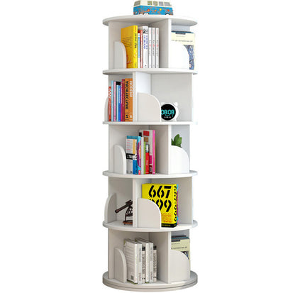 5 Tier Rotating Display Shelf Bookcase Organizer White