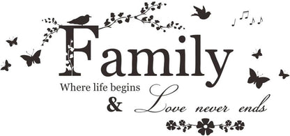 Inspirational Family Quotes Vinyl Wall Stickers DIY Home Decor Mural Art