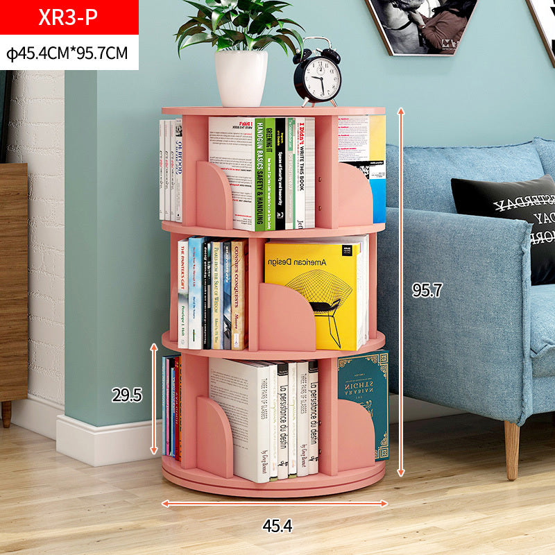 3 Tier Rotating Display Shelf Bookcase Organizer Pink