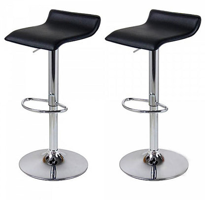 Set of 2 Modern PU Leather Kitchen Bar Stools Black