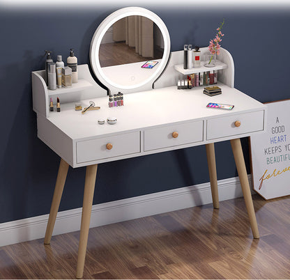 Large LED Vanity Table with Mirror Stool and Storage Drawers Set for Bedroom