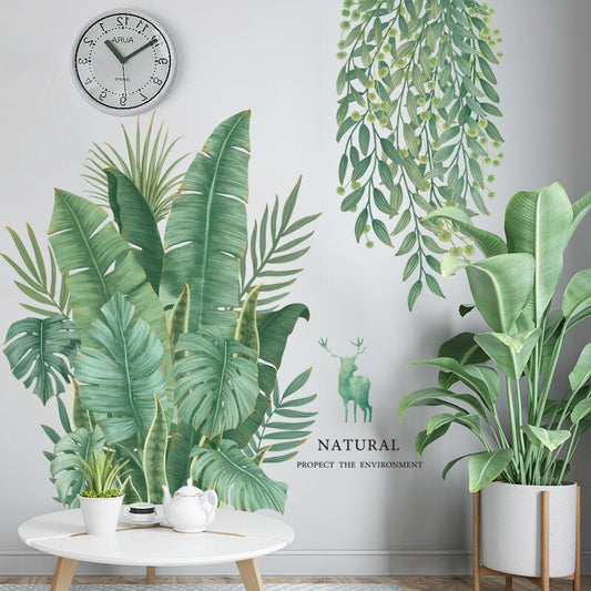 Tropical Leaves Wall Stickers Vinyl Self-Adhesive Mural Art Room Decor