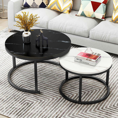 Luxor 2-in-1 Designer Marble Look Nested Coffee Tables