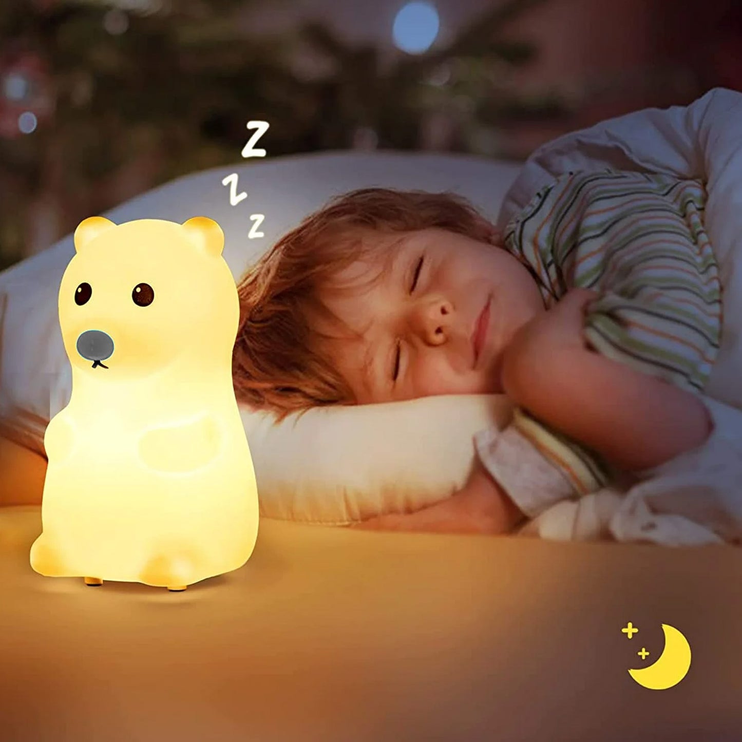 Adorable Silicone Bear Night Light USB Rechargeable Lamp