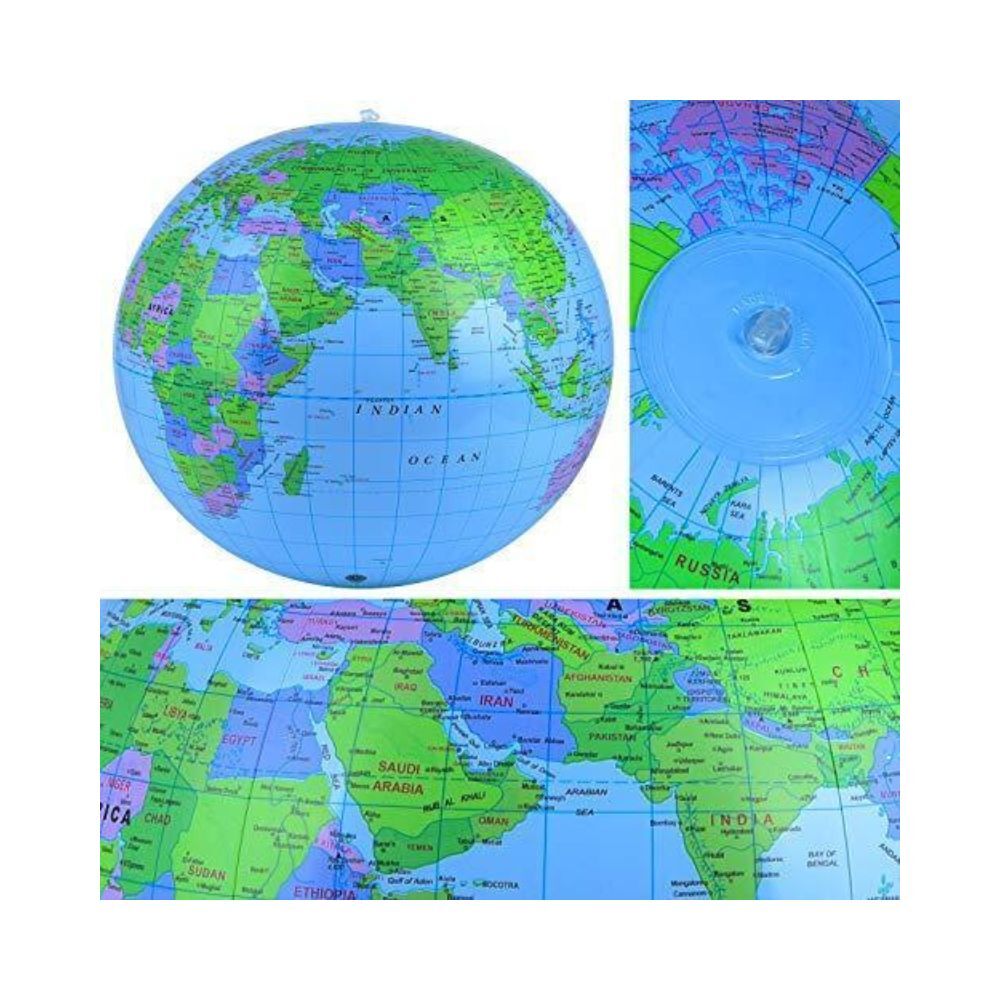 16" Inflatable Globe Earth World Map Beach Ball Fun Educational Toy