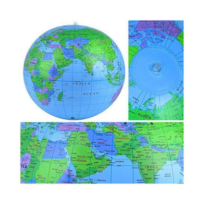 16" Inflatable Globe Earth World Map Beach Ball Fun Educational Toy