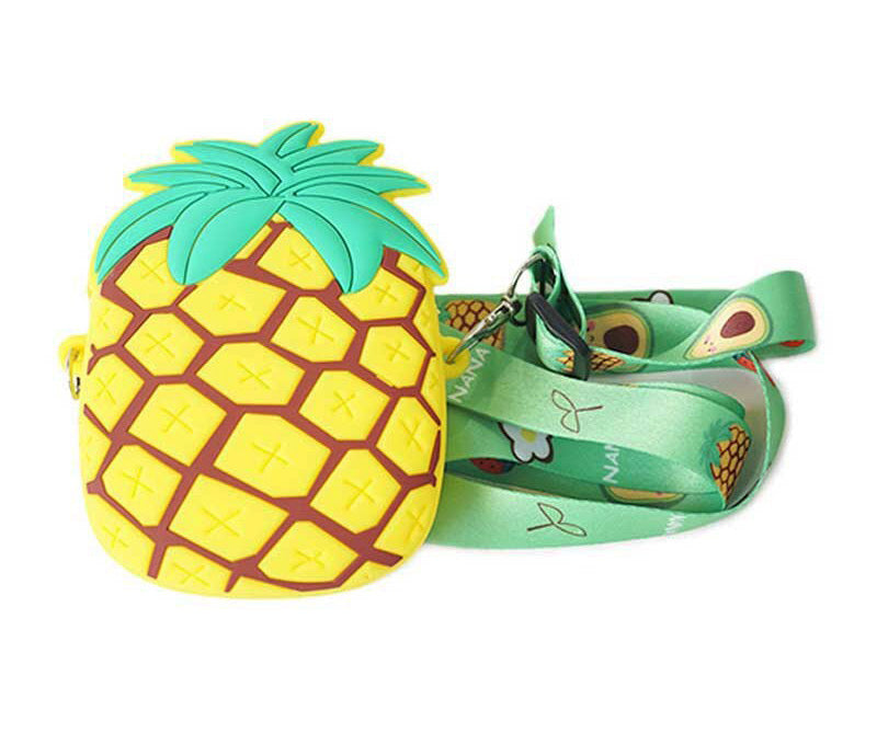 Cute Pineapple Silicone Crossbody Bag for Girls