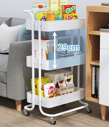 3-Tier Rolling Storage Utility Cart Shelf Organizer Trolley for Home and Office