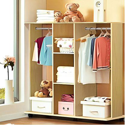 Space-Saving Wardrobe with Shelves and Hanging Racks Oak Furniture