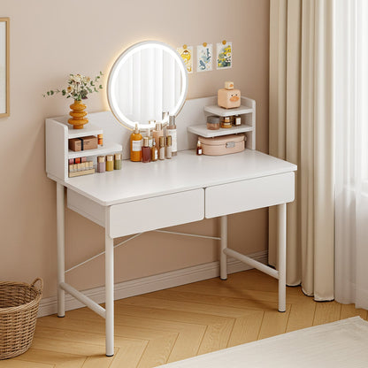 LED Mirror White Makeup Vanity Dressing Table Drawers & Storage Shelves