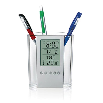 Multifunctional Digital Calendar Pen Holder with Alarm Clock