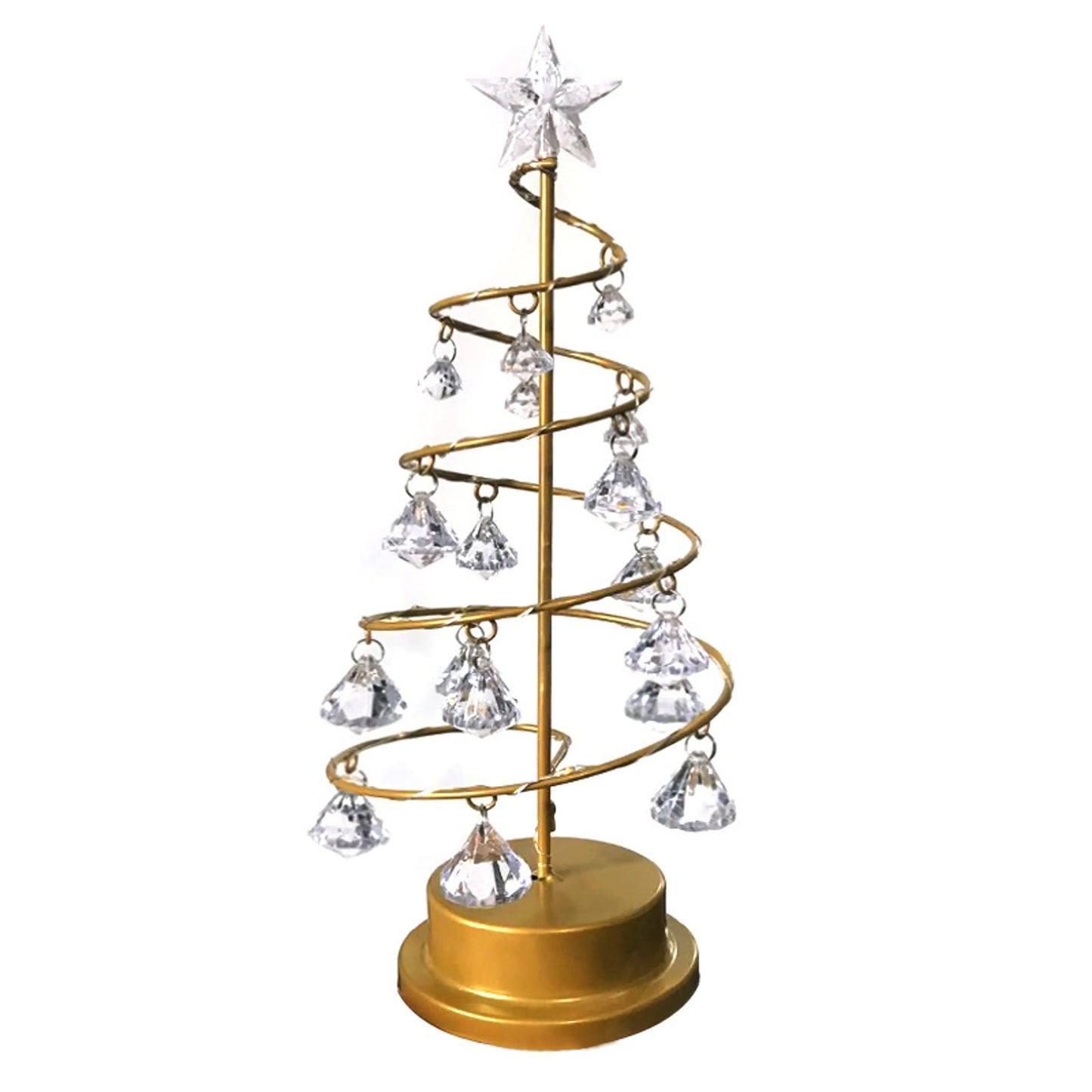 Gold Spiral LED Crystal Christmas Tree Lamp Festive Decorative Light