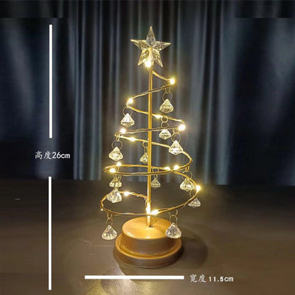 Gold Spiral LED Crystal Christmas Tree Lamp Festive Decorative Light