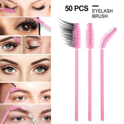 50 Pack Disposable Eyelash Mascara Brushes Lash Extensions Makeup Tools