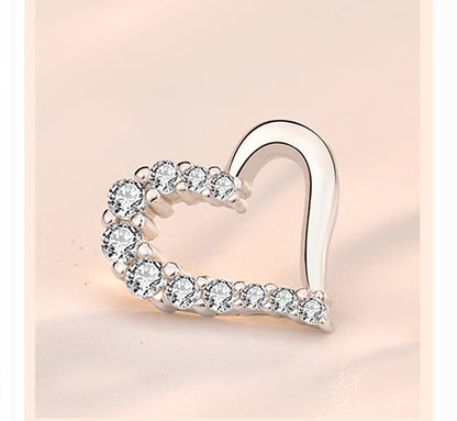 Elegant Sterling Silver Heart Earrings with Sparkling Cubic Zirconia