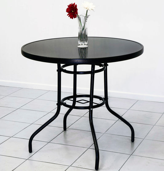 80cm Round Mirrored Tempered Glass Dining Table