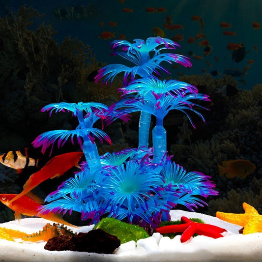 Artificial Coral Reef Aquarium Decoration Silicone Plants Fish Tank Blue