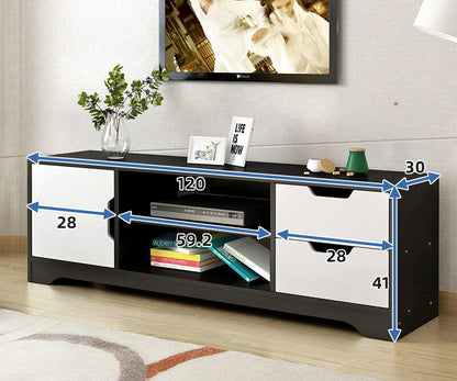 Modern TV Cabinet Entertainment Unit Black and White