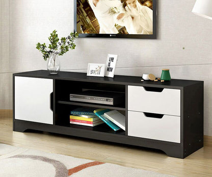 Modern TV Cabinet Entertainment Unit Black and White