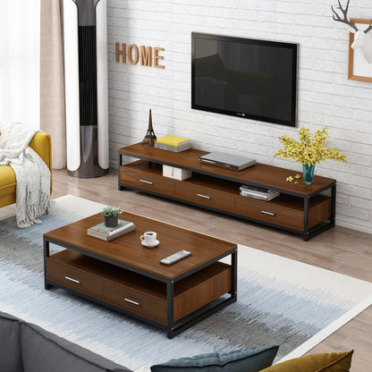 Vivo Modern TV Cabinet Entertainment Unit with Drawers (Walnut)