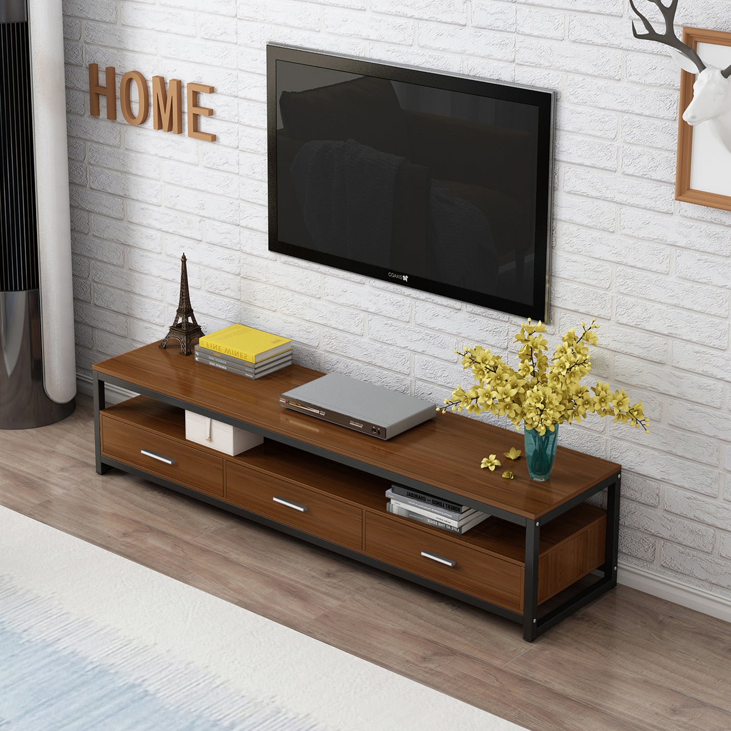 Vivo Modern TV Cabinet Entertainment Unit with Drawers (Walnut)