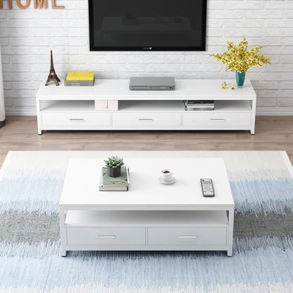 Vivo Modern TV Cabinet Entertainment Unit with Drawers (White)