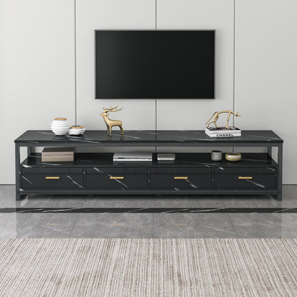 Luxor Designer Marble Look TV Cabinet Entertainment Unit Black