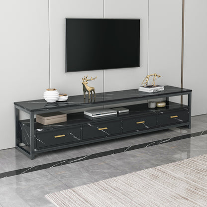 Luxor Designer Marble Look TV Cabinet Entertainment Unit Black