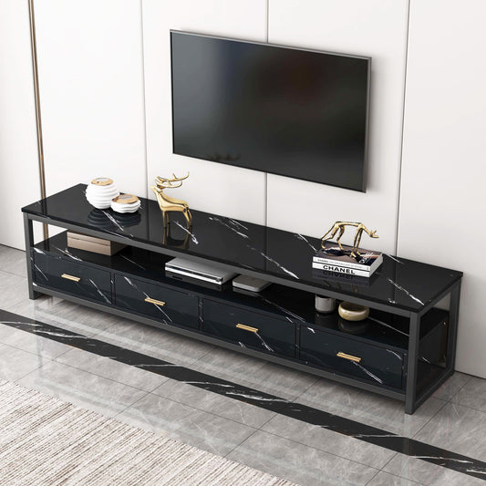 Luxor Designer Marble Look TV Cabinet Entertainment Unit Black