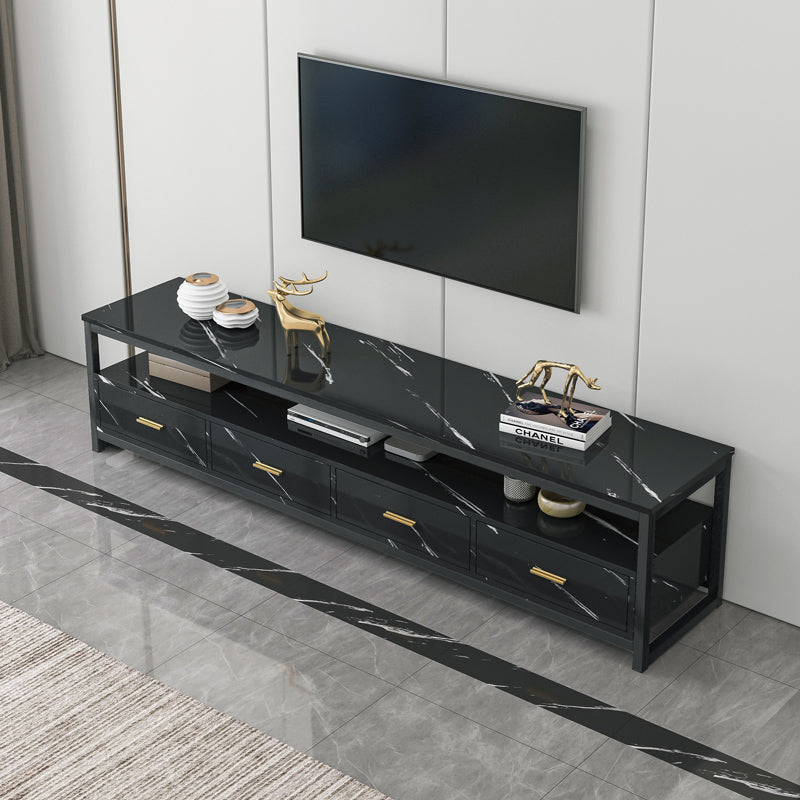 Luxor Designer Marble Look TV Cabinet Entertainment Unit Black