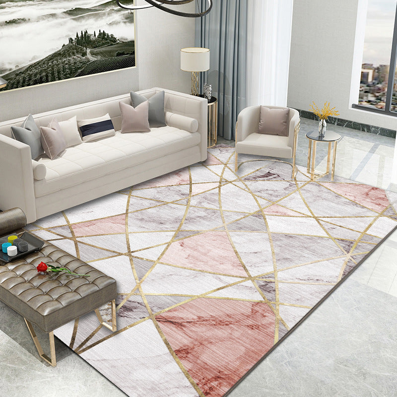 160 x 120 Pink Marble Pattern Rug Easy-Clean Comfort Carpet Mat