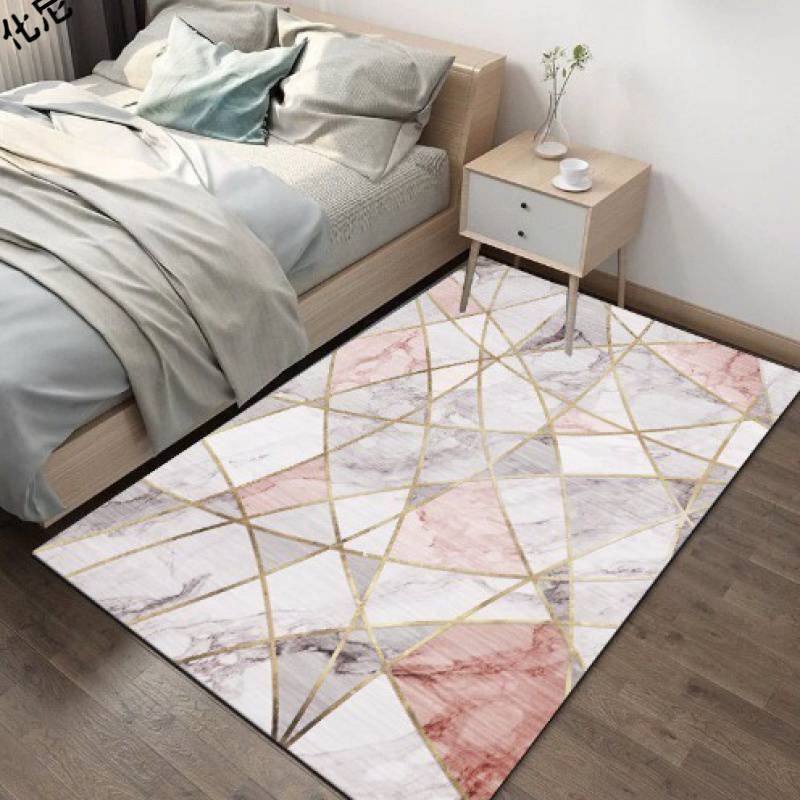 160 x 120 Pink Marble Pattern Rug Easy-Clean Comfort Carpet Mat