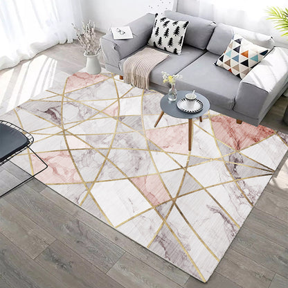 XL Extra Large 300 x 200 Pink Marble Pattern Rug Carpet Mat